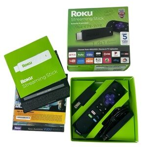 Roku Streaming Stick 3600RW Remote AC Adapter and HDMI Cable in Original Box